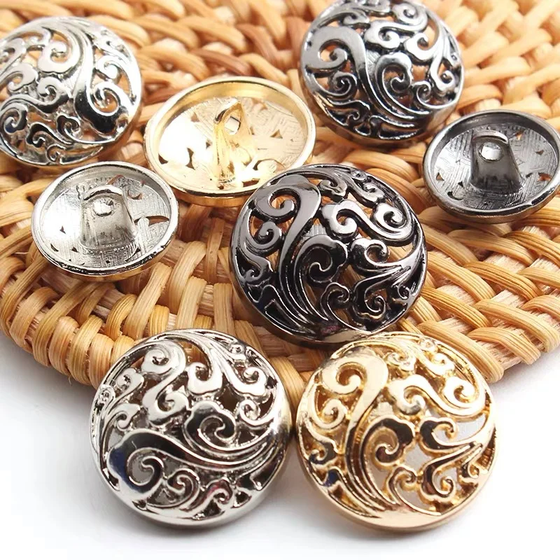 Button Hole Cutter - 10pcs Hollow Metal Buttons Chinese Auspicious