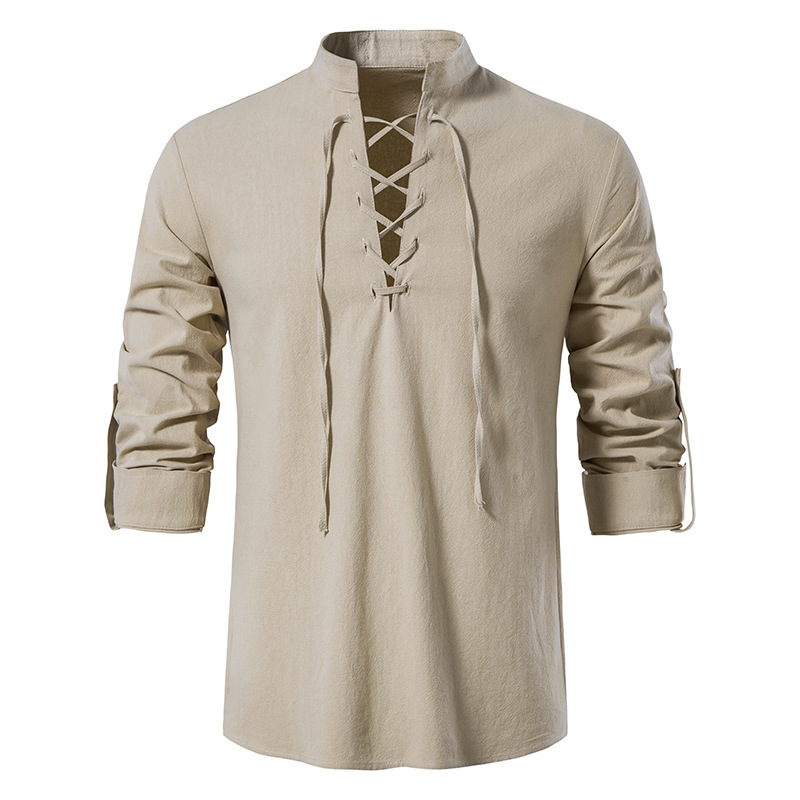 Sewing Cotton - Men's Medieval Lace Up Cotton Linen