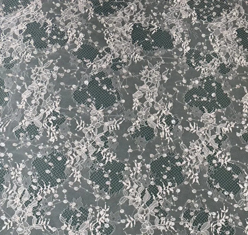 Sewing Embroidery Fabric - 3Yards.Sparkling sequin bead embroidery wedding dress,