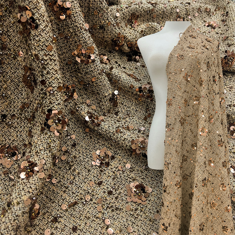 Sewing Embroidery Fabric - 1 yard Heavy industry sequin embroidery