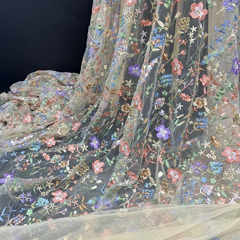 3D Floral Embroidered Tulle Fa - Textile And Sewing Materials 리뷰 및 가격