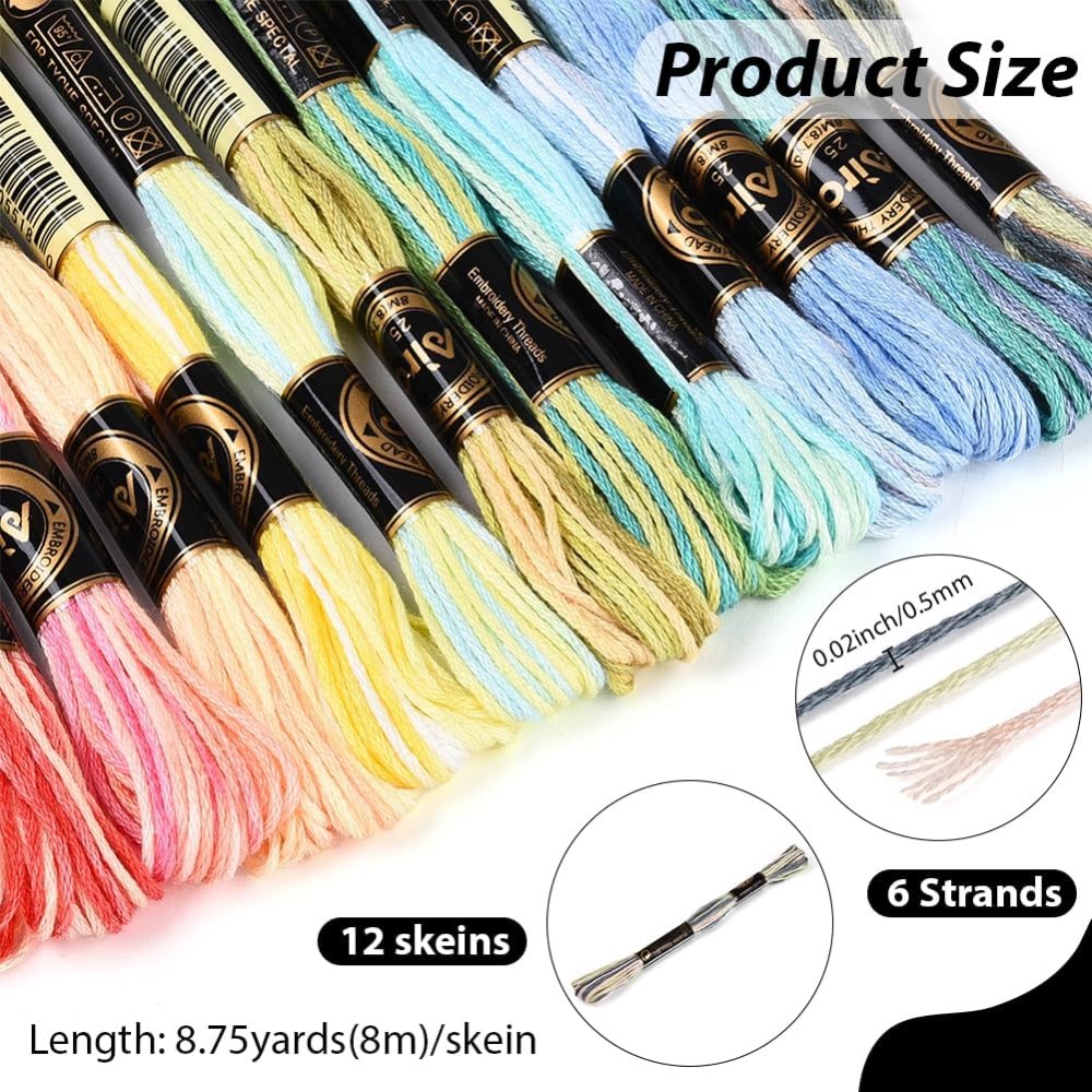 12 Skeins 105 Yards 6 Ply Vari - Embroidery Floss Thread 리뷰 및 가격