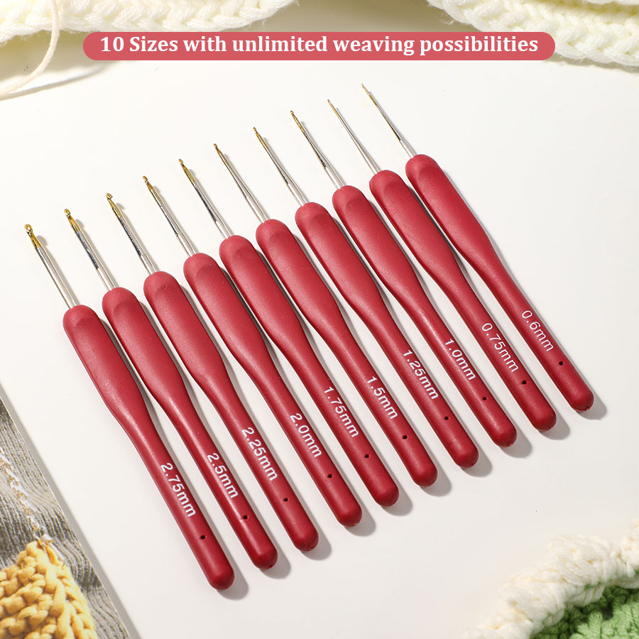 10pcs Red Crochet Set Kit Sili - Sewing Necessities 리뷰 및 가격