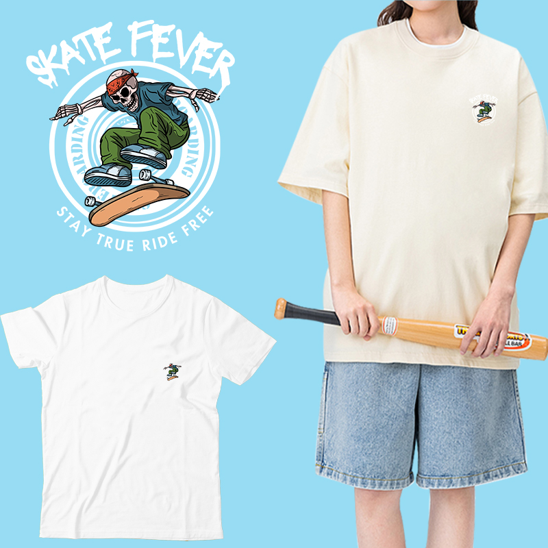 Cool skeleton playing skateboa - Iron On Patch 리뷰 및 가격
