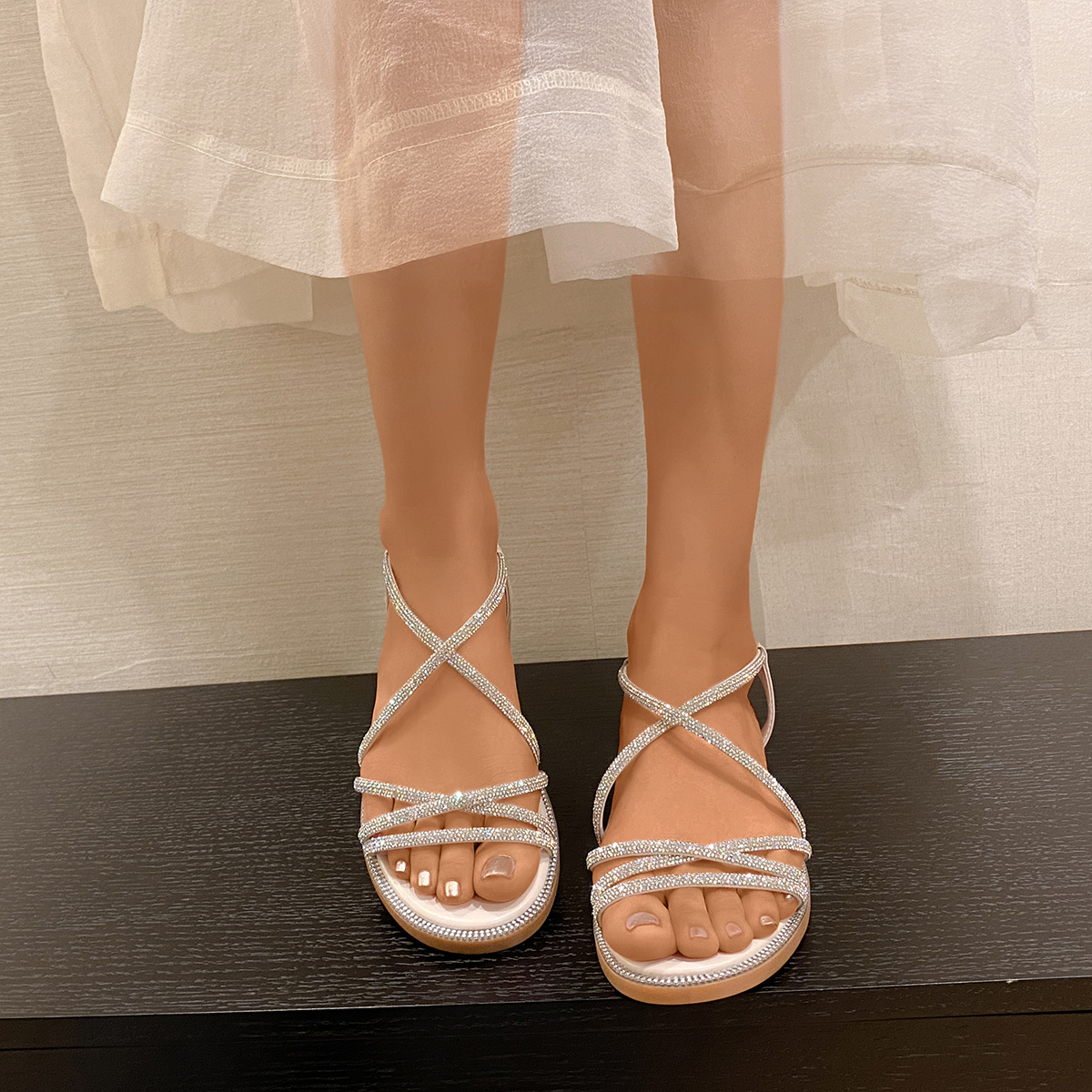Summer Women Flat Sandals Rhin - Elastic Waistband Roll 리뷰 및 가격