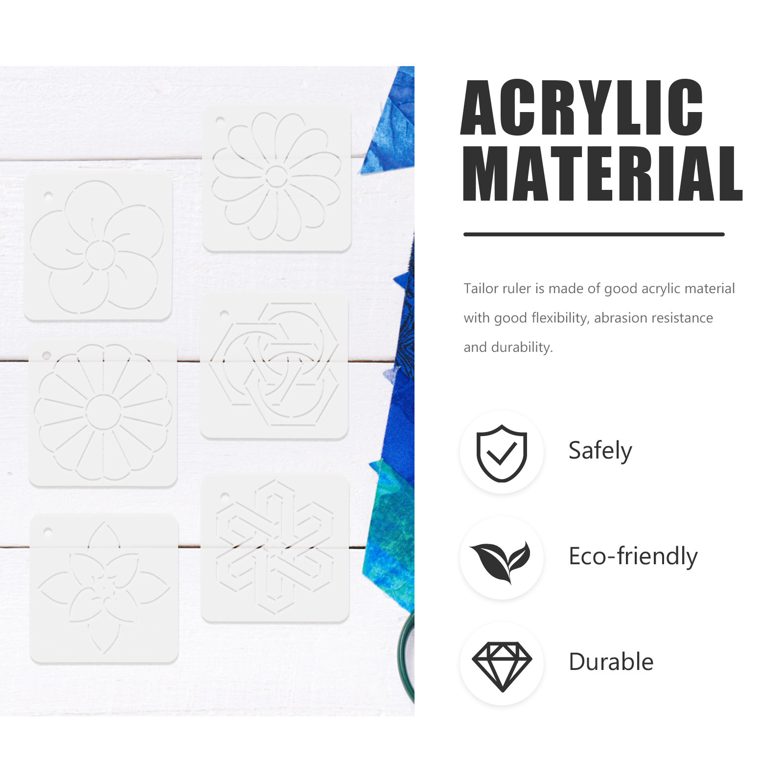 6Pcs Quilting Templates Acryli - Sewing Embroidery Fabric 리뷰 및 가격