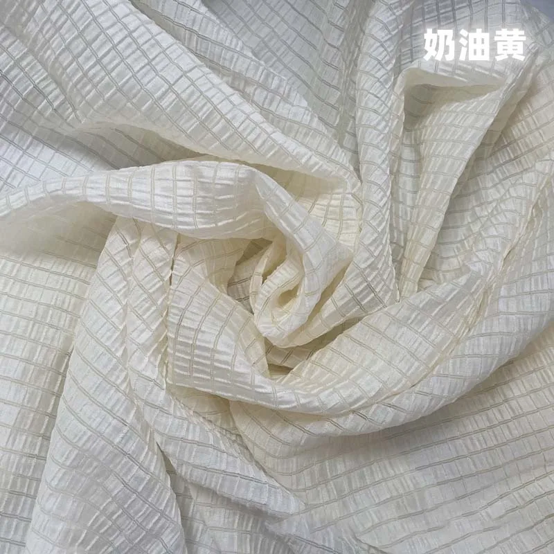 Cream Yellow Checkered Fabric  - Textile And Sewing Materials 리뷰 및 가격