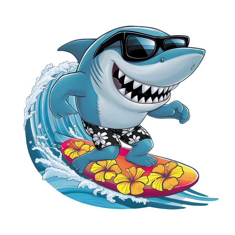 Interesting sharks surfing Iro - Iron On Patch 리뷰 및 가격