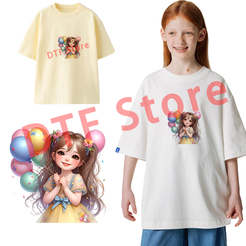Cute balloon girl DTF heat tra - Iron On Patch 리뷰 및 가격
