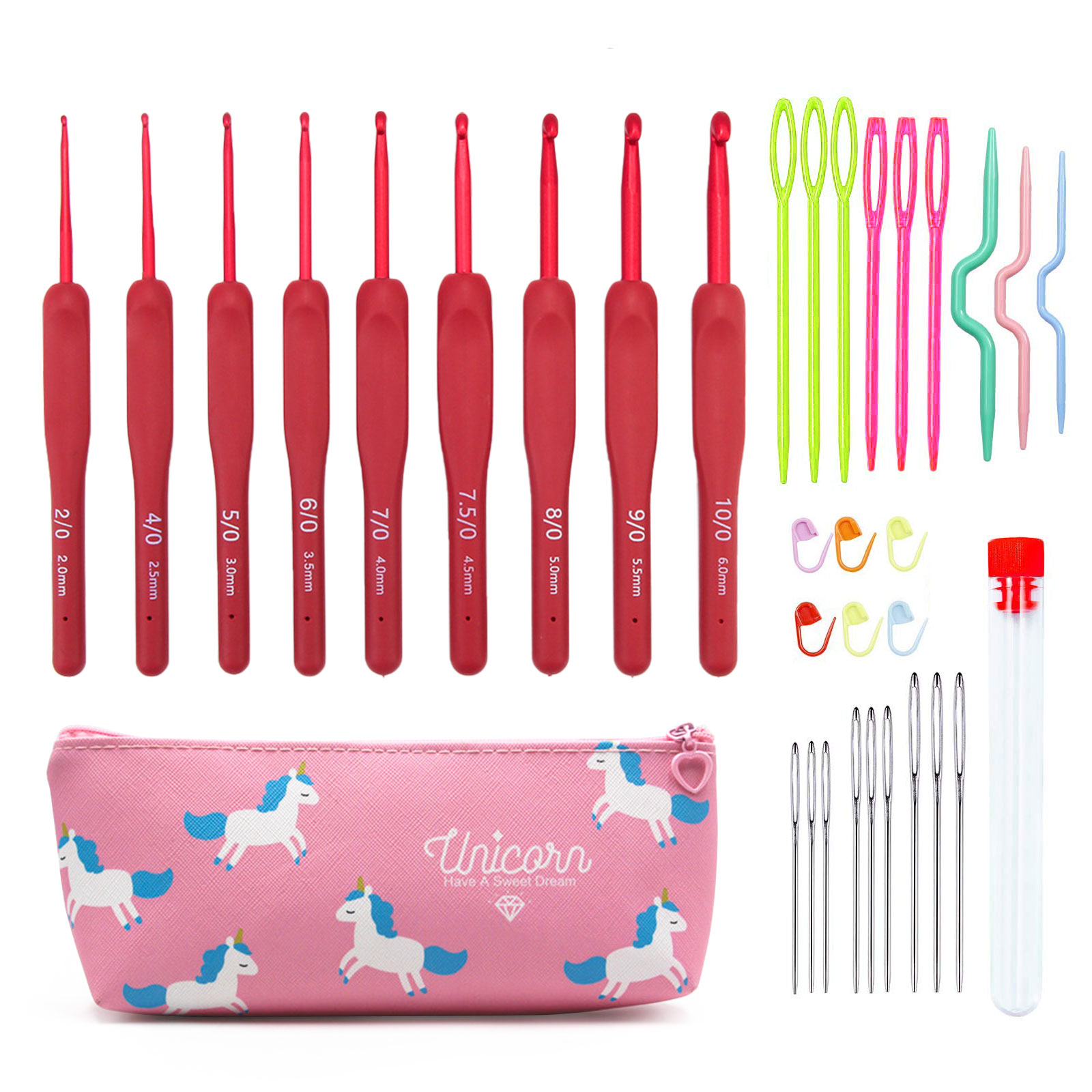 9/33pcs Red Crochet Hook set,  - Sewing By 리뷰 및 가격