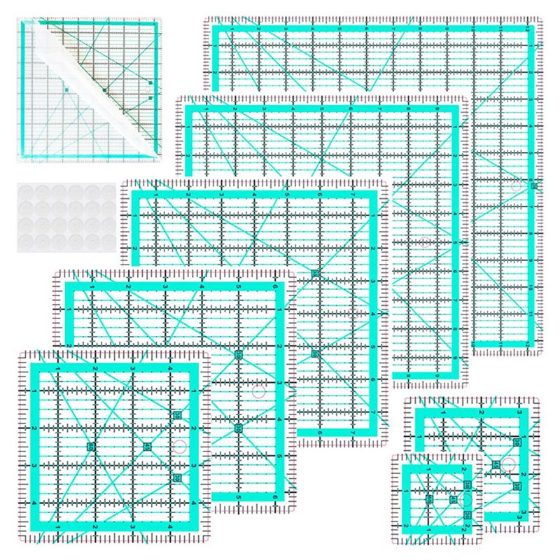 A25F-Blue 7-Piece Collar Ruler - Quilting Ruler Square 리뷰 및 가격