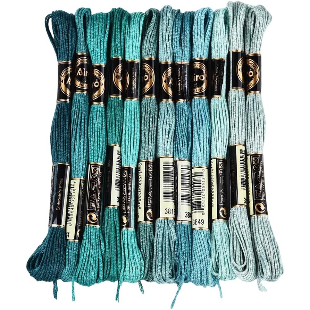 12 Skeins 6 Strands Green Embr - Embroidery Floss Thread 리뷰 및 가격