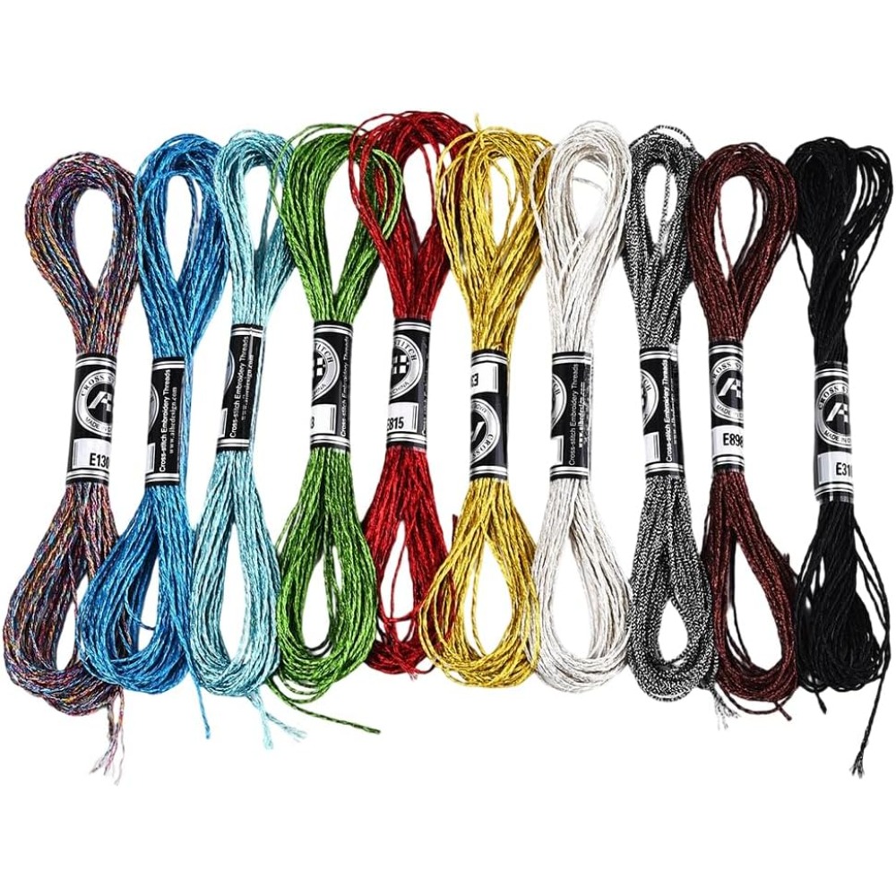 10 Skeins 10 Colors Metallic E - Embroidery Floss Thread 리뷰 및 가격