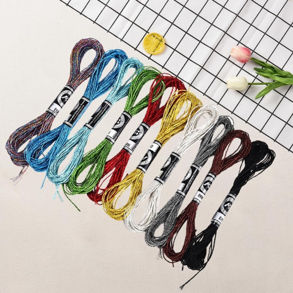 10 Skeins 10 Colors Metallic E - Embroidery Floss Thread 리뷰 및 가격