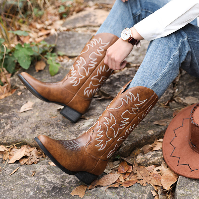 New Men Handmade Cowboy Boots  - Sewing Embroidery Fabric 리뷰 및 가격