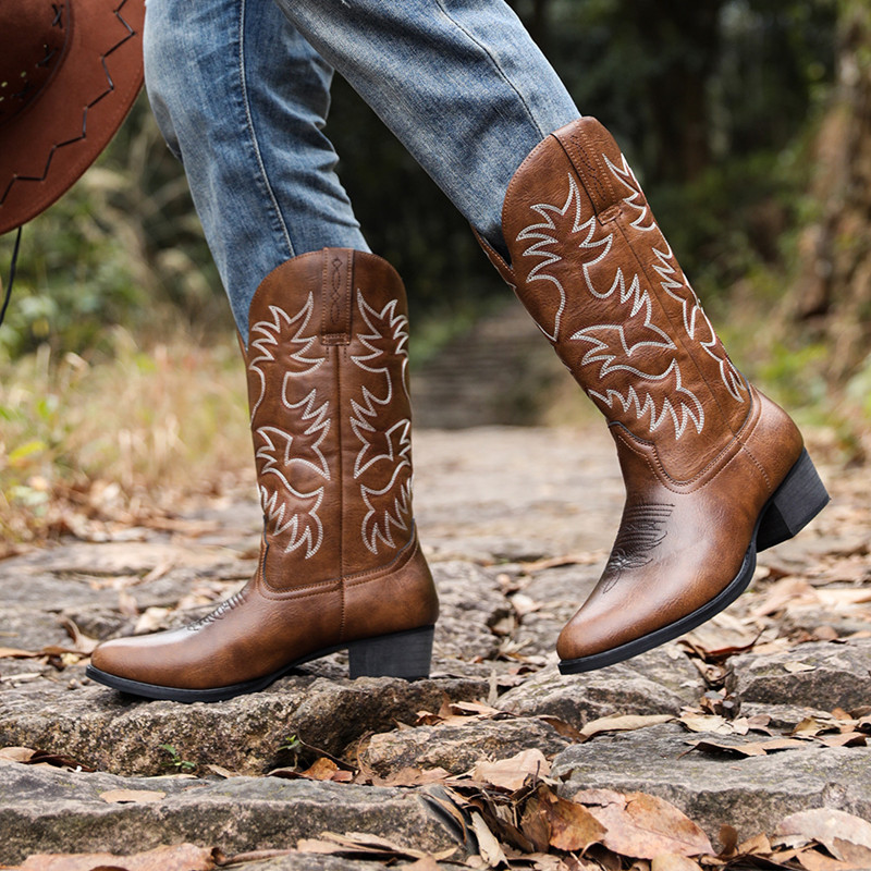 New Men Handmade Cowboy Boots  - Sewing Embroidery Fabric 리뷰 및 가격